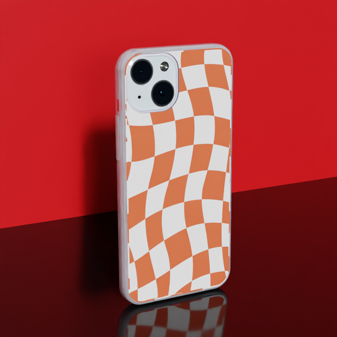 Orange Checkers - Soft Transparent Silicon Case