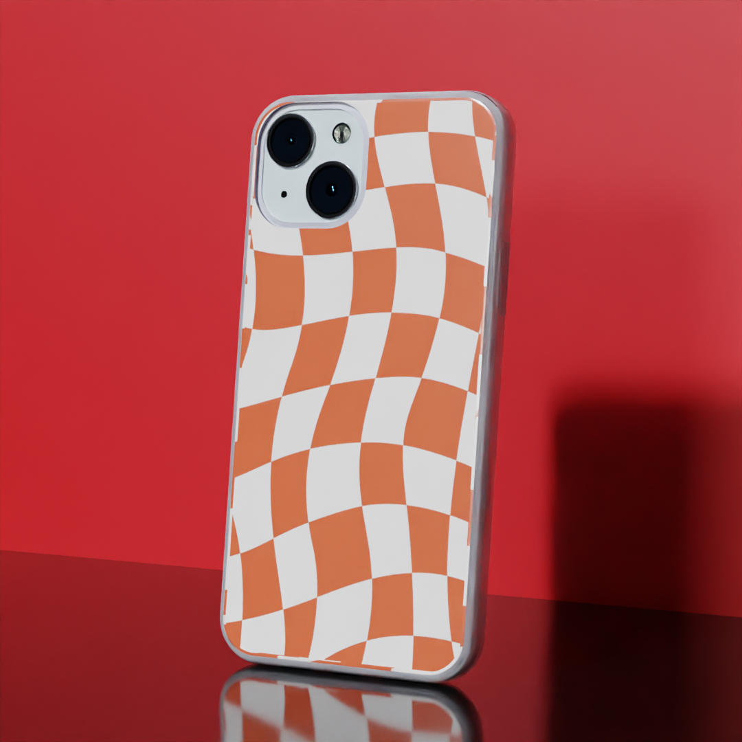 Orange Checkers - Soft Transparent Silicon Case