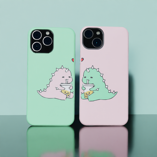 Cute Dino Couple Case - Matte Finished Phone case